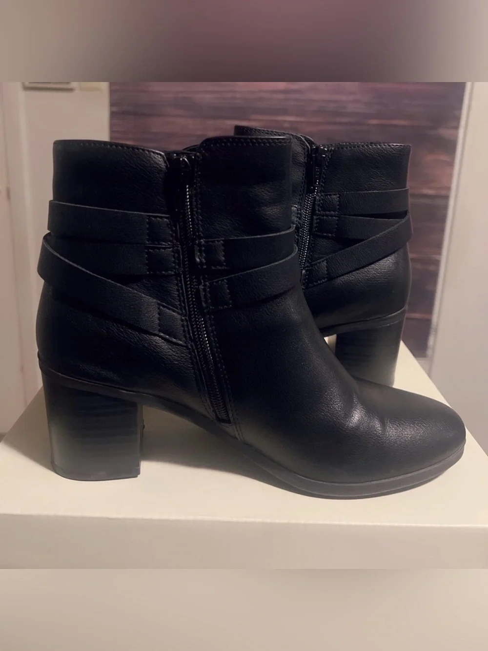 Style & Co. Black Tassel Strap Block Heel Ankle Boots